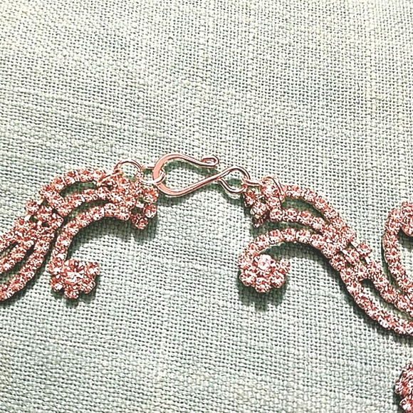 Necklace choker rhinestone Crystal silver plate n - Picture 2 of 2